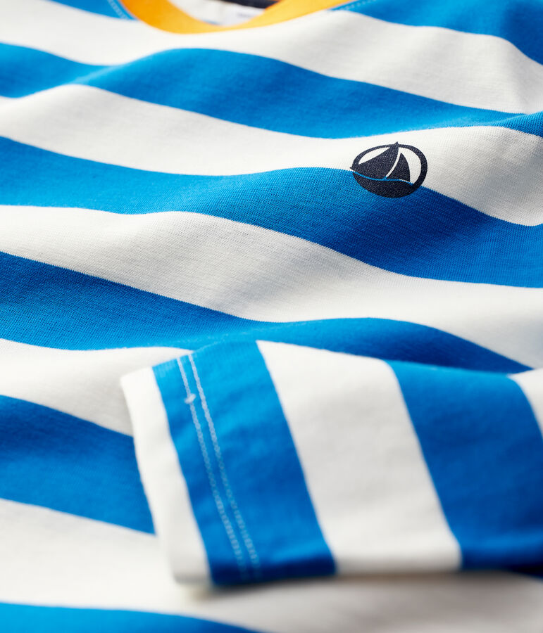 Katoenen jongens t-shirt met lange mouwen blauw RUISSEAU/wit MARSHMALLOW